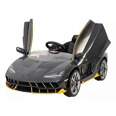 Mini Carrinho Elétrico Lamborghini Centenário 12v Cinza USB MP3 Luz Som Controle Remoto Suporta 30kg