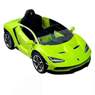 Mini Carrinho Elétrico Lamborghini Centenário 12v Verde USB MP3 Luz Som Controle Remoto Suporta 30kg