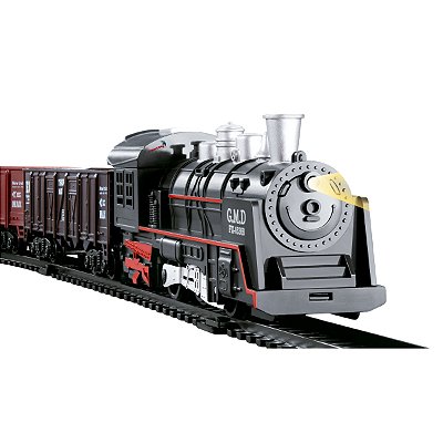 Trem Ferrorama Locomotiva Infantil com Luz e Som 14 Peças - Importway