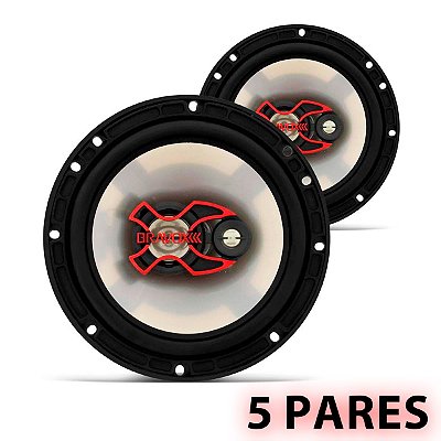 Kit Revenda 5 Pares Alto-Falantes Automotivo B3X60X Triaxial 6" 50WRMS 4 Ohms - Bravox