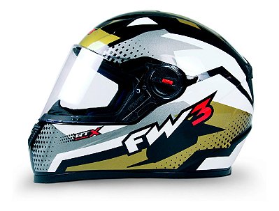 Capacete Moto Fechado GTN Super Viseira Cristal Dourado/Cinza/Branco Inmetro Tamanho 60 - FW3