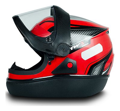 Capacete Moto Fechado Automatic Viseira Cristal Vermelho Inmetro Tamanho 56 - FW3