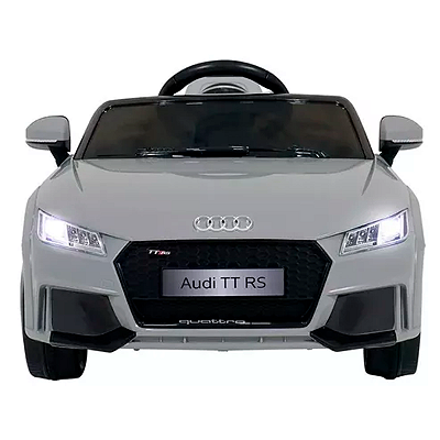 Carrinho Elétrico Audi TT RS 12V Controle Remoto Luzes/Som MP3 USB Velocímetro Digital Led Cinza - Bel