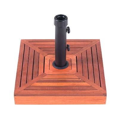 Base Ombrelone/Guarda Sol Quadrada em Concreto com Revestimento de Madeira 25kg - Bel