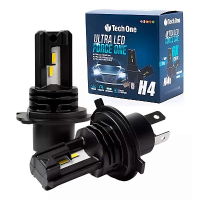 Par de Lâmpadas Ultra Led H4 Farol Alto Baixo 6k 8200lm - Tech One