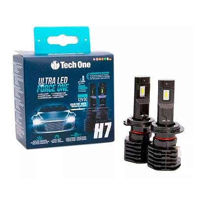 Par de Lâmpadas Ultra Led H7 Force One Px26d 6000k 12v/24v - Tech One