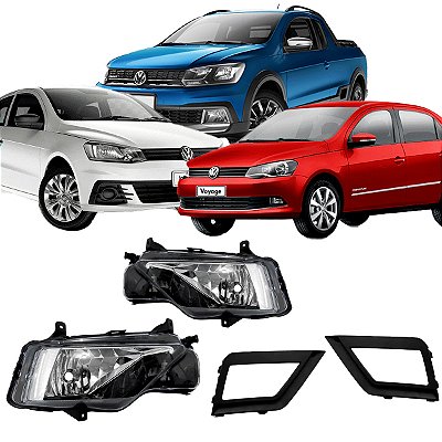 Kit Farol de Milha Saveiro G7 / GOL e Voyage G8 com Moldura Preta e Botão Tic Tac - Suits