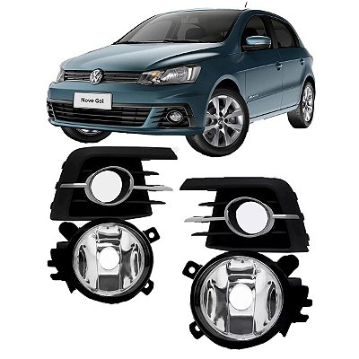 Kit Farol de Milha GOL e Voyage G7 com Moldura Cromada e Botão Tic Tac - Suits