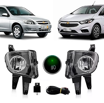 Kit Farol De Milha Neblina Auxiliar Celta Prisma Botão Alternativo Universal Touch