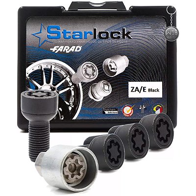 Parafuso Black Starlock Trava Antifurto Aço Diversos Veículos Volkswagen Audi Ford - Farad
