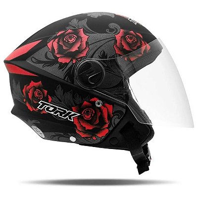Capacete Moto Pro Tork Aberto New Liberty 3 Three Flowers Fosco Vermelho e Preto Tamanho 56 - Pro Tork