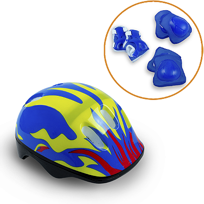 Kit De Proteção Infantil Skate e Patins Com Capacete Joelheira Cotoveleira Protetor Punho Ajustável - Zippy Toys
