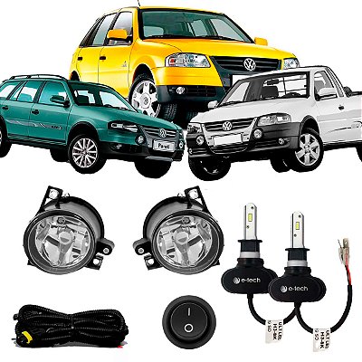 Kit Farol de Milha Gol Parati Saveiro G4 2005 à 2008 + Lâmpada 40W Ultra LED 8000K 6000 Lúmens