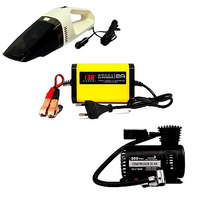 15x Carregador Smartcharger 2AH + 15x Mini Compressor De Ar + 15x Aspirador De Pó Automotivo