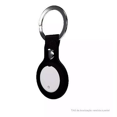 Chaveiro de Couro Faaftech Para Rastreador Faaftag Malas Preto