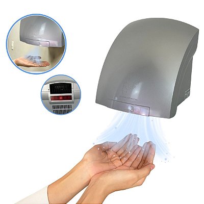 Secador De Mãos Automático 12 M/s Elétrico 1500w Sensor Para Banheiro Cinza Importway Iwsma-12 Cz Voltagem 110v