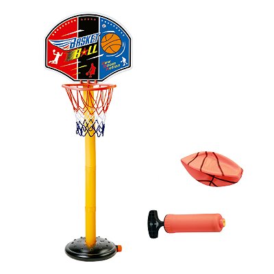Cesta De Basquete Infantil Tabela Bola E Inflador Regulável