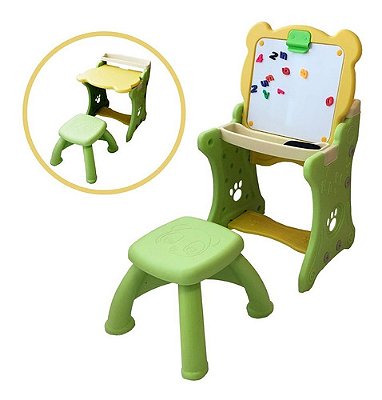Mesa Infantil Didática 2 Em 1 Com Lousa Inmetro Magnética Cor Verde
