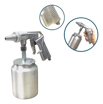Pistola De Pintura Sucção Copo 1000ml 1 Bico 0,6mm Alumínio Cor Cromado