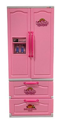 Cozinha Rosa Infantil Geladeira Duplex 2 Portas Brinquedo