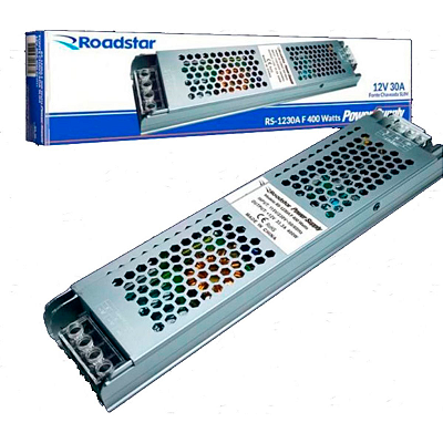 Fonte Alimentação Chaveada Colmeia Slim Eletrônica Automática 12V DC 30A RS-1230A F 400W - Roadstar