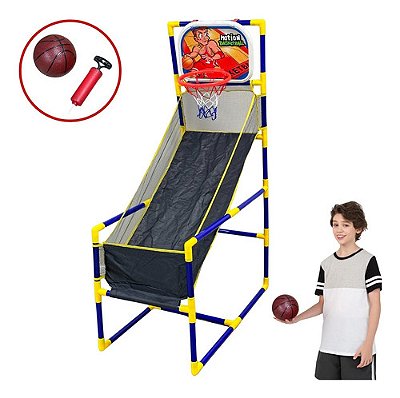 Cesta Basquete Infantil 1,3m Bola Inflador Retorno Parquinho