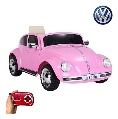 Mini Carro Elétrico Infantil Volkswagen Fusca Beetle Dune 6v Rosa Brinqway