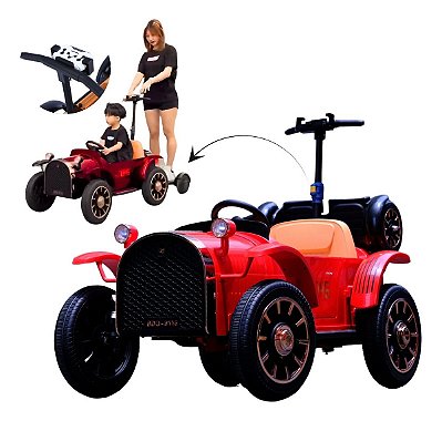 Carrinho Elétrico Infantil 12v Antigo Retrô Branco Apoio Pai Vermelho