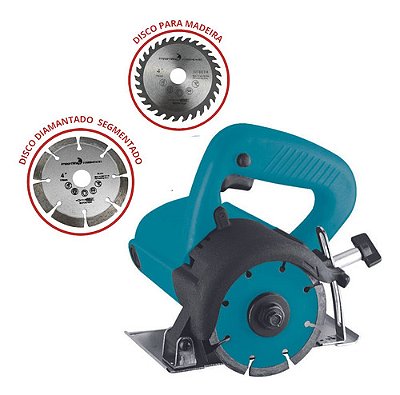 Serra Mármore 4.3/8 1200w 12000rpm 45 Graus 60hz + 2 Discos 220v
