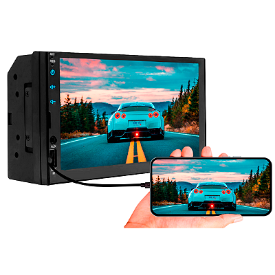Central Multimidia Mp5 HT-3000 7 Polegadas 2 DIN Bluetooth Usb Com Espelhamento Android/IOS - H-Tech