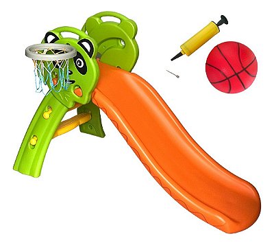 Playground Infatil 2 Em 1 Escorregador Cesta De Basquete Importway