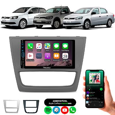 Central Multimídia MP5 7 Polegadas Bluetooth Espelhamento + Moldura 2DIN Gol Saveiro Voyage 2008/12