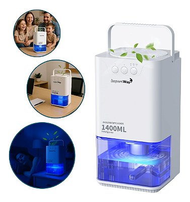 Desumidificador De Ar Ambiente Eletrico Antimofo 1400ml Portátil Importway Branco