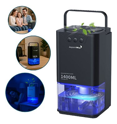 Desumidificador De Ar Ambiente Eletrico Antimofo 1400ml Portátil Importway Preto