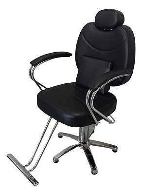 Poltrona Cadeira Barbeiro Reclinável Cor Preto Liso Forma Da Base Estrela