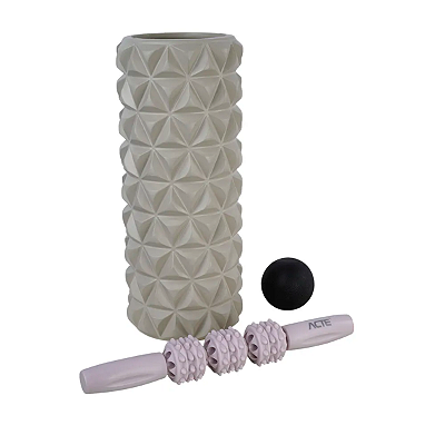 Kit Automassagem Muscular LiberaçãoMiofascial 3em1 RoloMassageador+Bastão+Bola  AlívioMuscular Acte