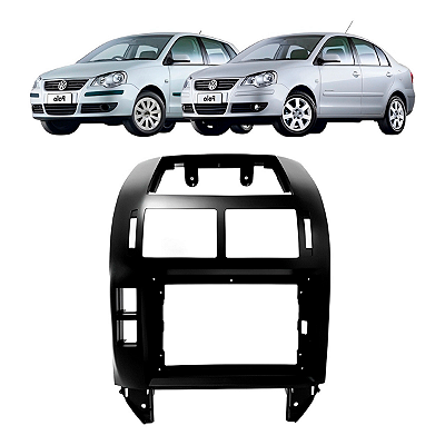 Moldura Painel Central Multimidia 9Polegadas Polo Hatch Sedan 2003 à 2011 Preta Padrão Chinês Expex