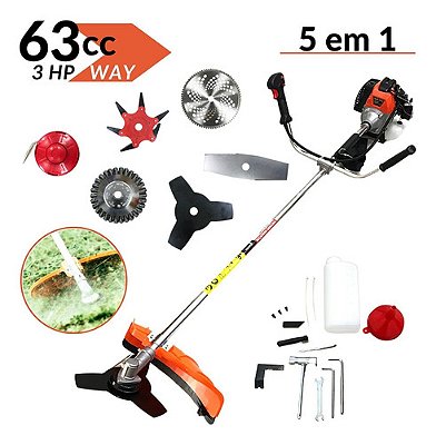 Roçadeira Gasolina 63cc Multifuncional 5x1 Potente Completa Profissional Importway