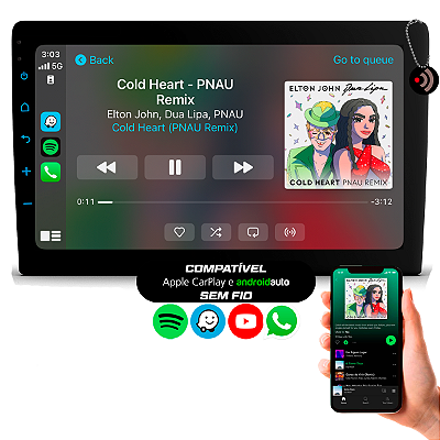 Multimídia 9 Polegadas Android HT-9210CA c/Apple Carplay e Espelhamento Sem Fio 2GB RAM 32GB de Memória H-Tech