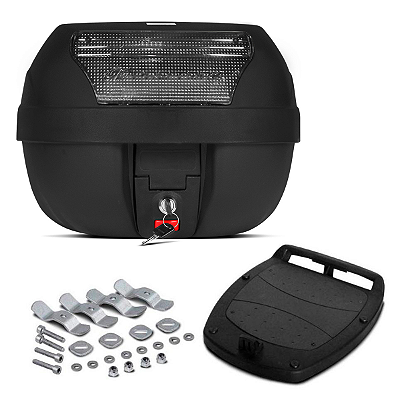 Baú Bauleto Para Motocicleta 28 Litros Modelo Smart Box Automotivo Trava De Segurança Preto com Lente Cristal - Pro Tork