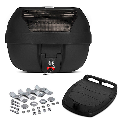 Baú Bauleto Para Motocicleta 28 Litros Modelo Smart Box Automotivo Trava De Segurança Preto com Lente Fumê- Pro Tork