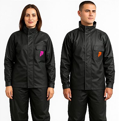 Conjunto Capa De Chuva Motoqueiros Pop Gola Preto Masculino e Feminino Impermeável Diversos Tamanhos