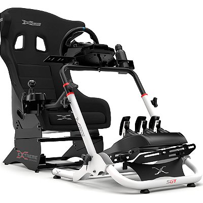 Suporte Simulador Volantes SGT Branco Pedais Ajustáveis Regulagem de Altura Extreme Racing