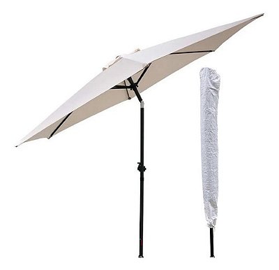 Ombrelone Guarda-sol Articulado Central 2,70m Branco Com Capa Proteção Solar Jardim Piscina