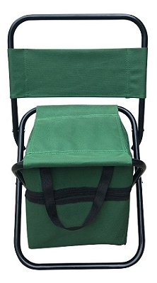 Cadeira Dobrável Verde Importway Para Camping Pesca Praia Portátil Com Bolso E Estrutura Reforçada