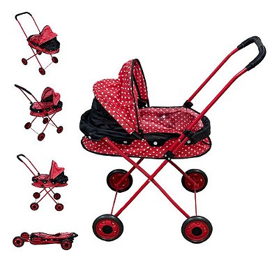 Carrinho De Boneca Tipo Berço Estampado Importway Com 4 Rodas Leve Portátil Infantil Para Meninas