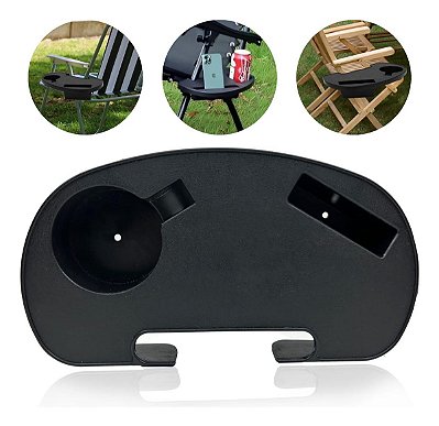 Mesa De Apoio Portátil Importway Preto Para Cadeira Com Suporte Para 1 Copo Camping E Praia