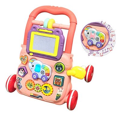 Andador Didático Importway Rosa Brinquedo Musical Educativo Para Desenvolvimento Infantil