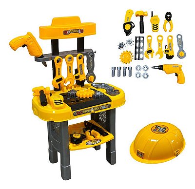 Kit Oficina Mecânica Infantil Com Bancada E Ferramentas Educativas Brinquedo Completo Importway