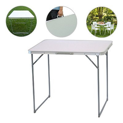 Mesa Dobrável Portátil 80x60cm Importway Vira Maleta Ideal Para Camping, Praia, Piquenique E Churrasco